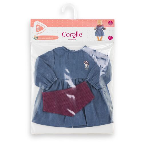 Corolle BB42 ROBE EN JEAN MANCHES LONGUES & FOULARD PETIT EXPLORATEUR
