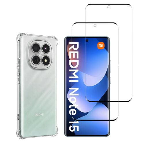 Coque antichoc pour Xiaomi Redmi Note 15 4G/5G et 2 Verres Trempé Film Protection Ecran Phonillico®