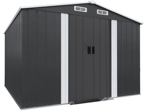 Abri De Jardin Métal Avec Porte Coulissante "Boston" - 8 M² - Gris