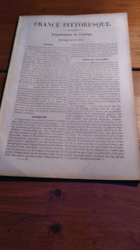 Xix E. Fascicule Provenant De "La France Pittoresque" D'Abel Hugo, Publiée Par Delloye, Éditeur À Paris, Vers 1835. Département De L'Ariege.