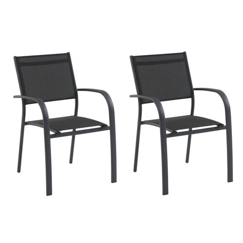 Lot De Fauteuils De Jardin Empilable Alu Tosca Gris - Jardideco
