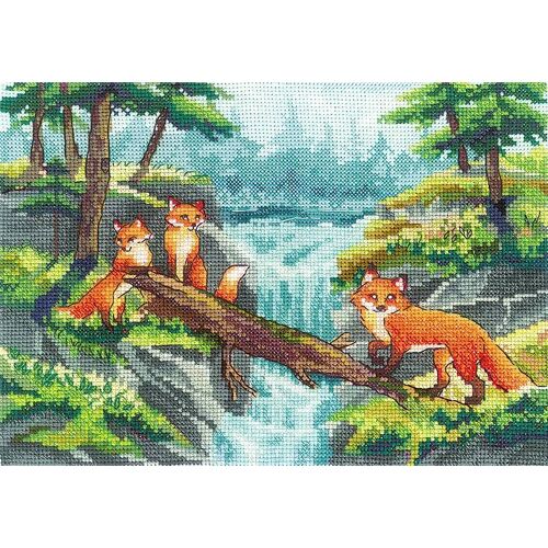 Kit Point De Croix Compté Andriana "Renards" 22.5x15.5 Cm