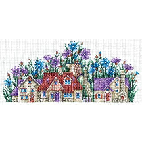 Kit Point De Croix Compté Andriana "Pays Du Bleuet" 29x13 Cm