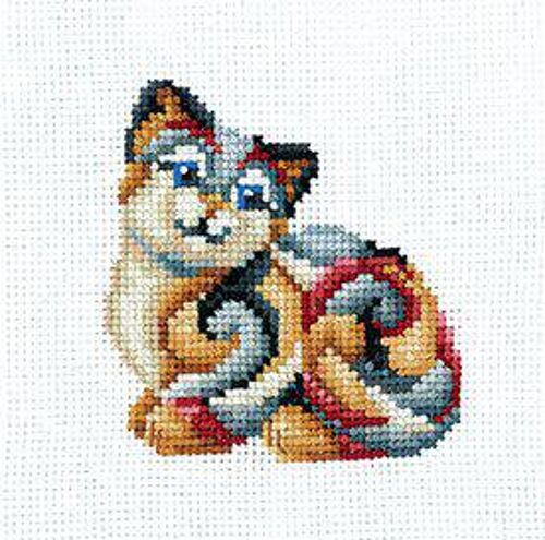 Kit Point De Croix Compté Andriana "Figurines Chat" 12x12 Cm