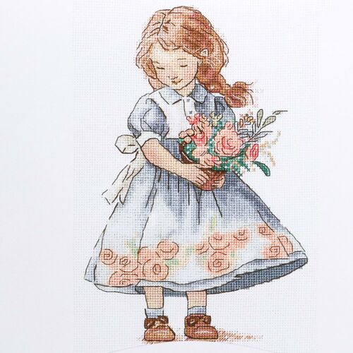 Kit Point De Croix Compté Andriana "Fille Du Printemps" 12.5?19cm