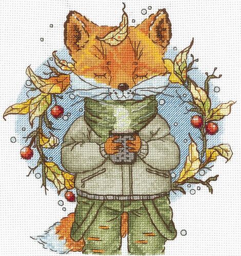 Kit Point De Croix Compté Andriana "Café D’Automne" 15x16.5 Cm