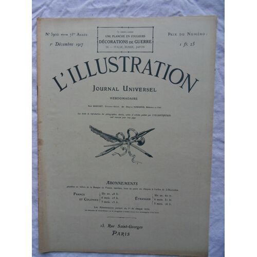 Hebdomadaire L'Illustration N°3900 Du 01 Décembre 1917