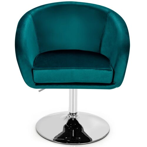Fauteuil chaise lounge pivotante en velours réglable hauteur 72-86 cm confort ergonomique design moderne en velours vert Helloshop26 20_0011269