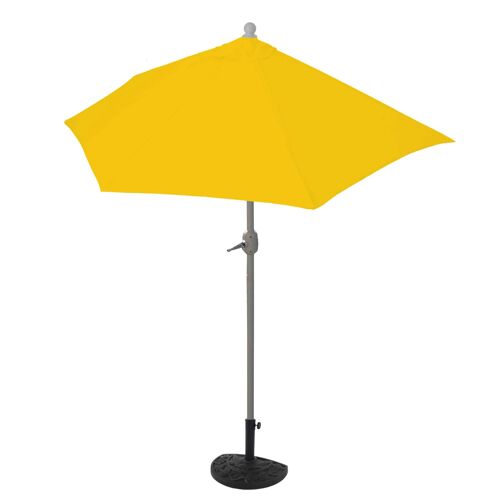 Parasol Demi-Rond 270 Cm Jaune Uv 50+ Avec Pied Inclus Pour Balcon Et Terrasse 04_0010353