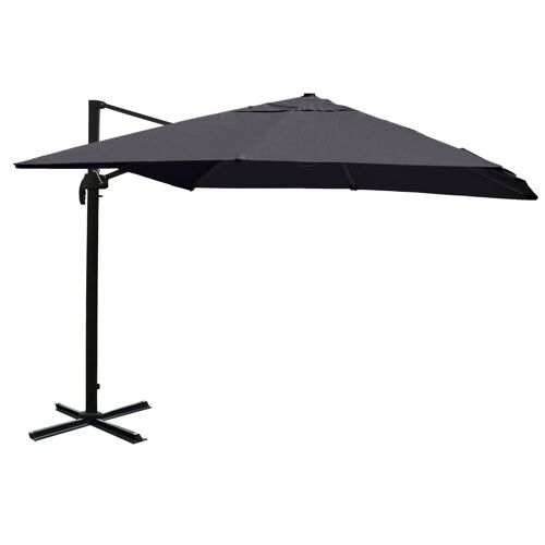 Parasol Déporté Avec Pied Croisé 500 Cm Aluminium Acier Polyester Anthracite Résistant Protection Solaire Sans Pied De Lestage 04_0010314