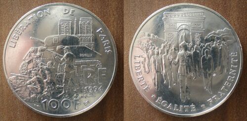 France 100 Francs 1994 Liberation De Paris Piece Argent Arc De Triomphe Defile Char