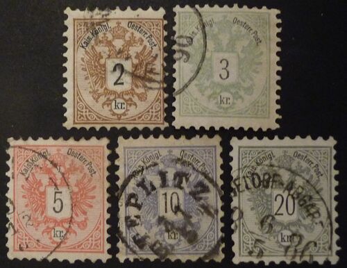 Autriche Oblitéré N° 40 À 44 Lot De 5 Timbres De 1883
