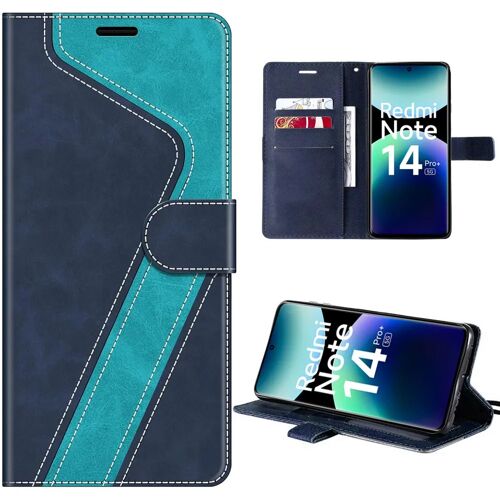 Coque pour Xiaomi Redmi Note 14 Pro Plus 5G, Protection Cuir Synthétique Antichoc Bleu - E.F.Connection