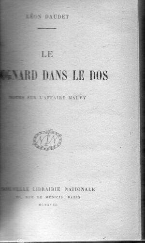Le Poignard Dans Le Dos Léon Daudet