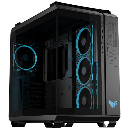 ASUS TUF Gaming GT502 Horizon TG ARGB Black, châssis Double Chambre avec Design panoramique et Panneau en Verre, Port USB-C Haute Vitesse, Noir