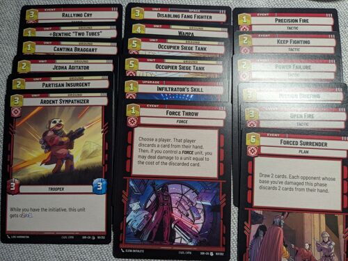 Star Wars Unlimited Lot De Cartes Agressivité Set "Etincelles De La République" En