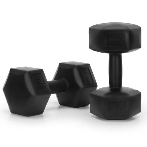 Actiget Haltères Hexagonaux 2x5 Kg Pour Exercices De Fitness, Poids, Lot De 2, Noirs