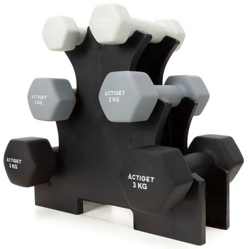 Actiget Haltères De Fitness Sur Support, Lot De 6 Poids 1-3 Kg Pour La Musculation À La Maison