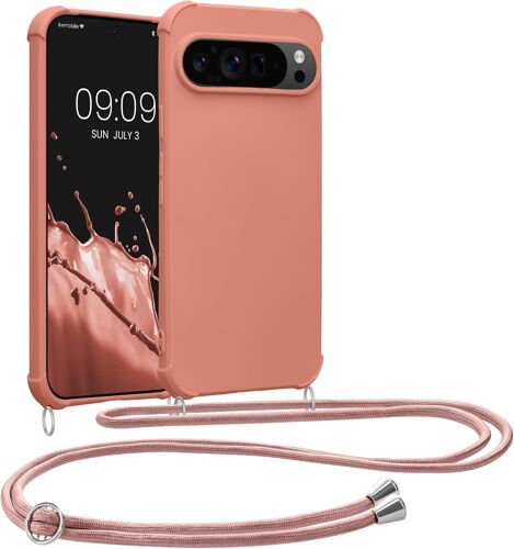 ELVORIX-Coque Collier Compatible avec Google Pixel 9 / Pixel 9 Pro - Coque Housse en Silicone avec Collier Nacre