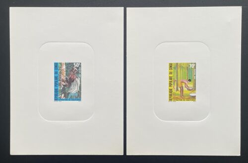 Congo 1981 Mi. 821 - 822 Epreuve De Luxe Proof Extraction Caoutchouc Rubber Kautschuk Arbre Tree Baum