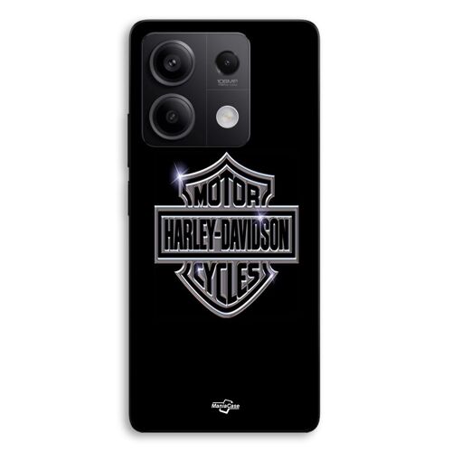 Coque Pour Xiaomi Redmi Note 13 5G Harley Davidson logo motor sycles gris front noir Maniacase