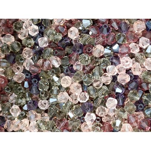 Perles Biconiques 4mm En Verre Facetté Prune Bordeaux Violet Rose Fumé - Lot De 150 Perles