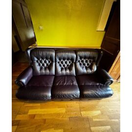 Canapé Chesterfield 3 places en cuir noir ¿ Style vintage élégant