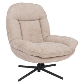 Fauteuil relax HWC-P32, fauteuil TV à suspension Nosag, fauteuil rembourré, pivotant, métal, tissu/textile chenille (370 g/m²)   crème