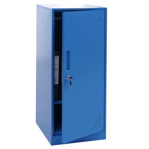 Casier HWC-P63, casier coffre-fort armoire à casiers porte tringle à vêtements, 90 x 38 x 45 cm acier   bleu