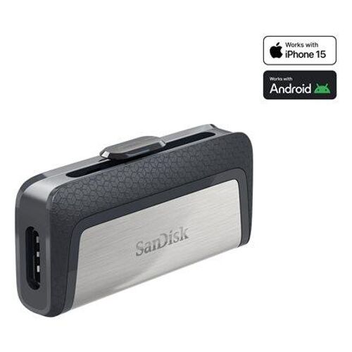 Clé USB 3.1 Type C SanDisk Ultra Dual 64Go Argent - Double connecteur USB Type-C et Type-A