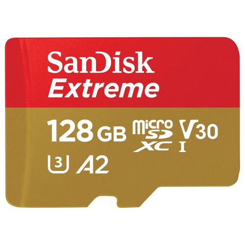 SanDisk Extreme - Carte mémoire flash (adaptateur microSDXC vers SD inclus(e)) - 128 Go - A2 / Video Class V30 / UHS-I U3 / Class10 - microSDXC UHS-I