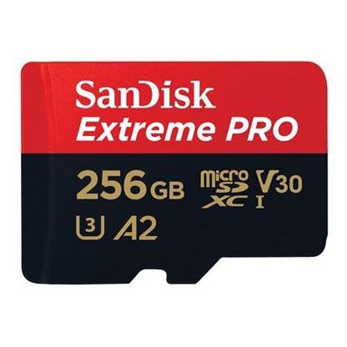 SanDisk Extreme Pro - Carte mémoire flash (adaptateur microSDXC vers SD inclus(e)) - 256 Go - A2 / Video Class V30 / UHS-I U3 / Class10 - microSDXC UHS-I