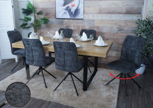 Lot de 6 chaises de salle à manger HWC-N99, chaises de cuisine chenille (340 g/m²) Oeko-Tex   gris foncé