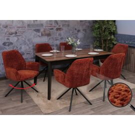 Lot de 6 chaises de salle à manger HWC-G67, chaise de cuisine avec accoudoirs, pivotante, position automatique, chenille Oeko-Tex MVG   rouille