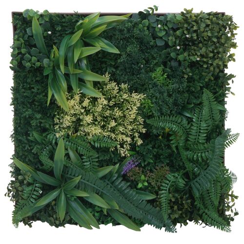 Tableau végétal HWC-O93, décoration murale végétalisation artificielle Plantes vertes Plantes artificielles Tableau intérieur/extérieur 50 x 50 cm