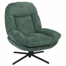 Fauteuil relax HWC-P32, fauteuil TV à suspension Nosag, fauteuil rembourré, pivotant, métal, tissu/textile chenille (370 g/m²)   vert