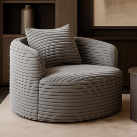 Fauteuil HWC-P18, fauteuil lounge, fauteuil relax, fauteuil rembourré, fauteuil cocktail, tissu/textile velours côtelé (370 g/m²)   gris clair