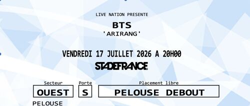 Billets De Concert Bts Arirang Tour Paris 17 Juillet