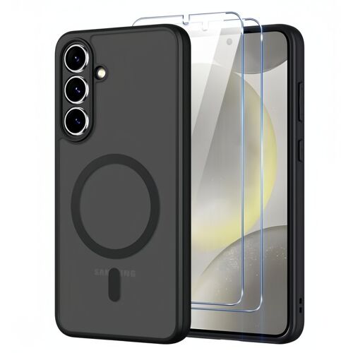 Coque Mat Magnétique pour SAMSUNG GALAXY S24+/S24 PLUS - 2 Verre Trempé, Compatible avec MagSafe,,Translucide Antichoc HQSELECTION®