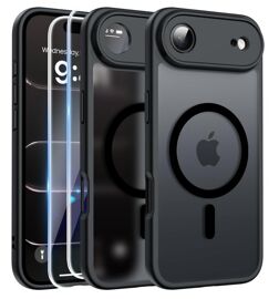 Coque Mat Magnétique pour iPhone 17 AIR - 2 Verre Trempé, Compatible avec MagSafe,Protection caméra ,Translucide Antichoc HQSELECTION®