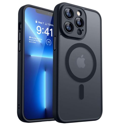 Coque Mat Magnétique pour iPhone 13 PRO MAX ,Compatible avec MagSafe,Protection d'objectif,Coque Translucide Mat Arrière Antichoc HQSELECTION®