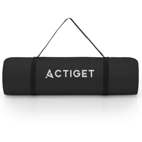 Actiget Tapis De Yoga, Exercice De Fitness, Antidérapant, 183x61x1 Cm, Matelas Pilates, Noir