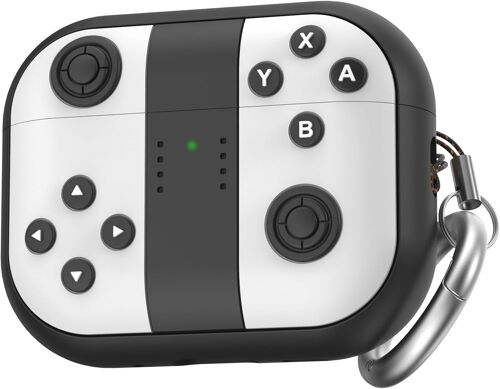 LORANKA-Coque pour AirPods Pro 3 ¿ Coque en silicone avec motif manette de jeu 2025 pour Apple AirPods Pro 3ème génération, coque amusante pour joueurs homme/femme (noir et blanc)