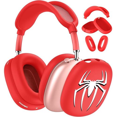 LORANKA-Coque 3 en 1 en silicone pour écouteurs Apple AirPods Max, accessoire AirPod Max - Anti-rayures et anti-transpiration - Rouge araignée