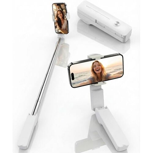 LORANKA-Mini Perche à Selfie Extensible avec Télécommande Bluetooth Perche à Selfie Portable Support Téléphone Compacte Rotatif 360° pour iPhone/Smartphones Idéale Vlog/Voyage/Enregistrement Vidéo