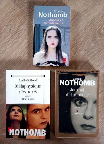Lot Amélie Nothomb : Stupeur Et Tremblements + Journal D'Hirondelle + Métaphysique Des Tubes