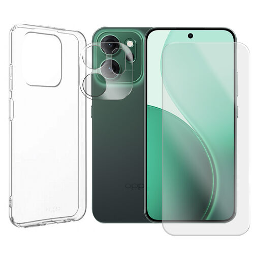 Verre Trempé compatible pour OPPO RENO 14 5G 6.59"" /OPPO RENO 14 F 5G 6.57""/OPPO RENO 14 FS 5G 6.57""+ Verre Trempé Caméra Arrière + Coque souple silicone transparente - Visiodirect -
