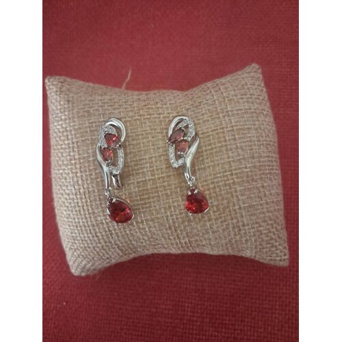 Boucles D¿Oreilles Goutte Cristal Swarovski Rouges Neuves