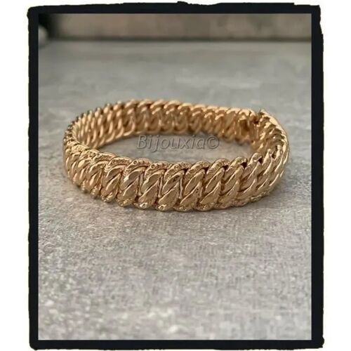 Bracelet - Bijouxia - Maille Gourmette Américaine - Plaqué Or 18 Carats - 21cm - Mixte