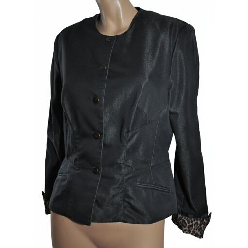 Veste Noire Alain Manoukian Taille M - Style Militaire Avec Détails Volants - Laine Et Polyester - Occasion Très Bon état